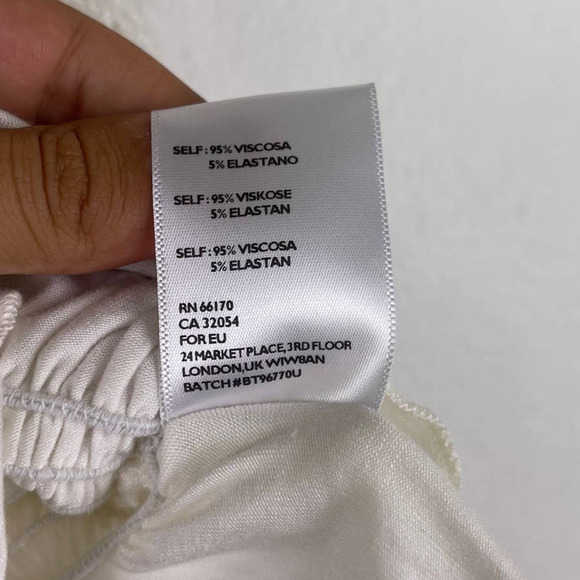 Urban Outfitters White Smocked Ruffle Wide Strap Cropped Tank Top Women's Small - Picture 7 of 9